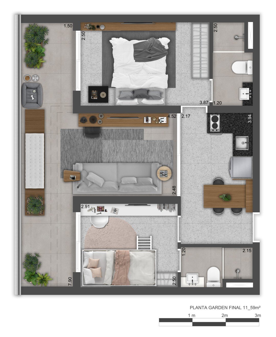 Planta 59 M² (1 vaga)