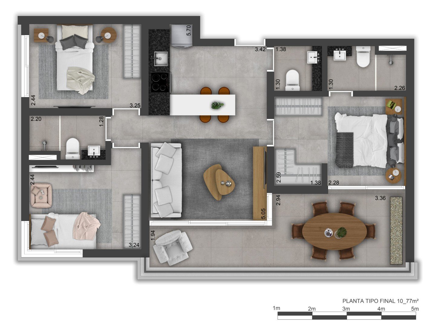 Planta 77 M² (2 vagas)