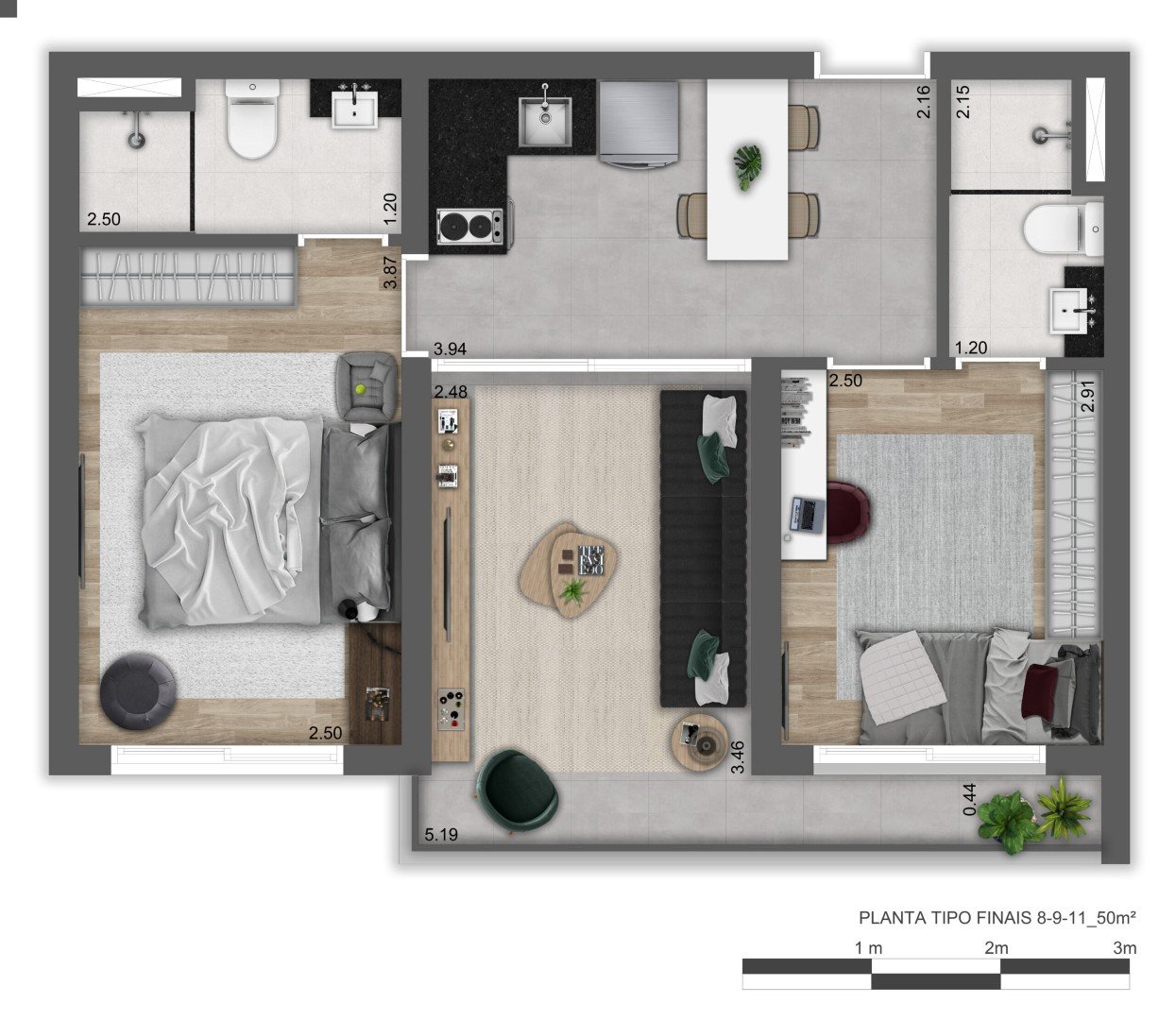 Planta 50 M² (1 vaga)